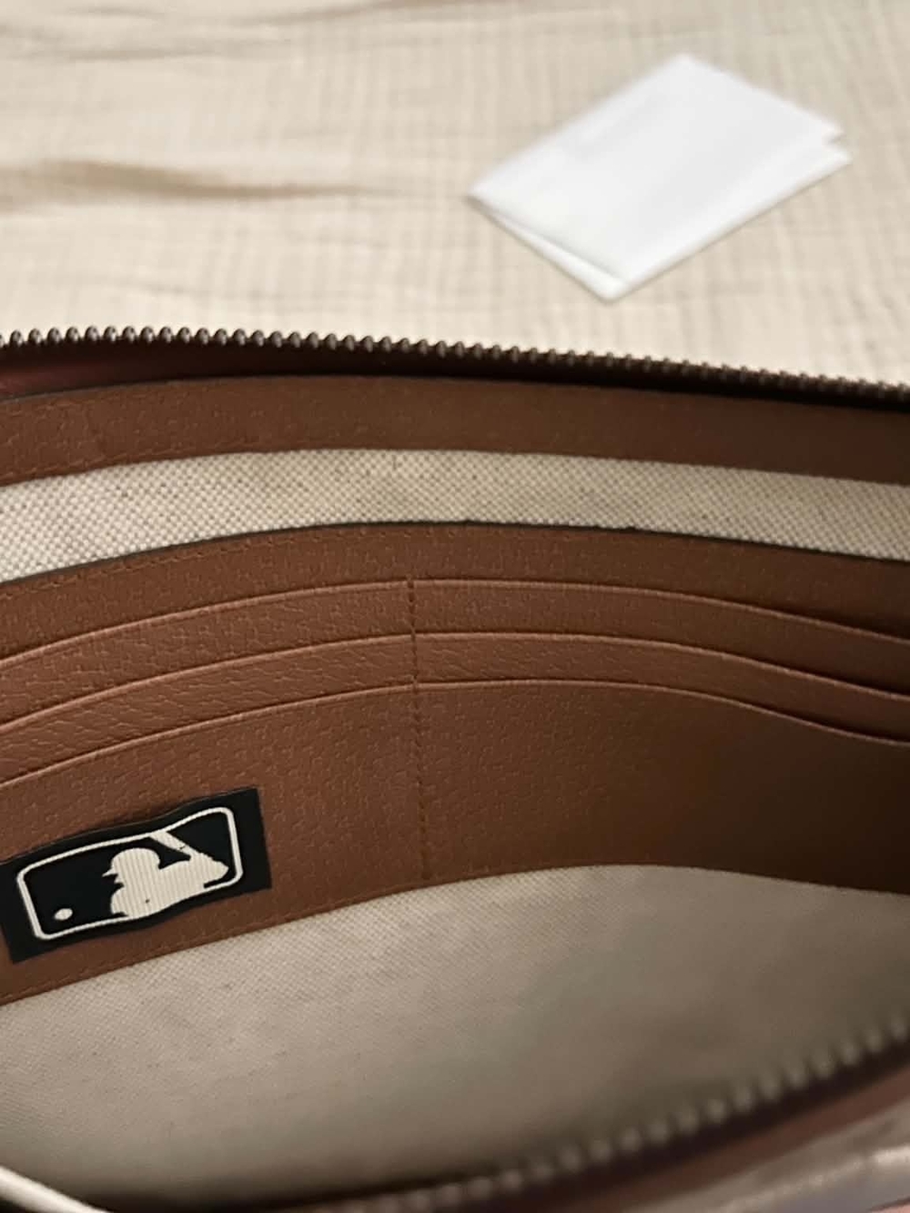 Gucci Tan/Brown Monogram Toiletry Pouch with White Embroidered Logo - Picture 3 of 7
